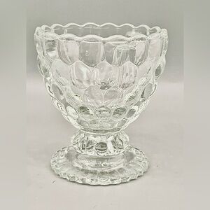 Vintage Avon 1970s Ovalique Bubble Glass Votive Candleholder 4” Footed Dish